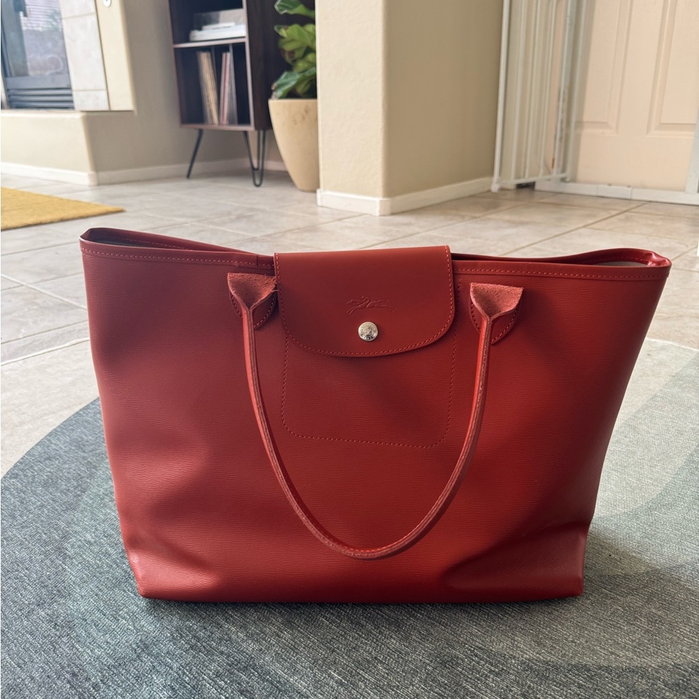 Longchamp city coated canvas in cute reddish orange